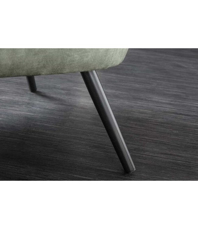 Invicta Interior Design XL fauteuil AMSTERDAM groen fluweel zwart metalen poten retrostijl - 43569