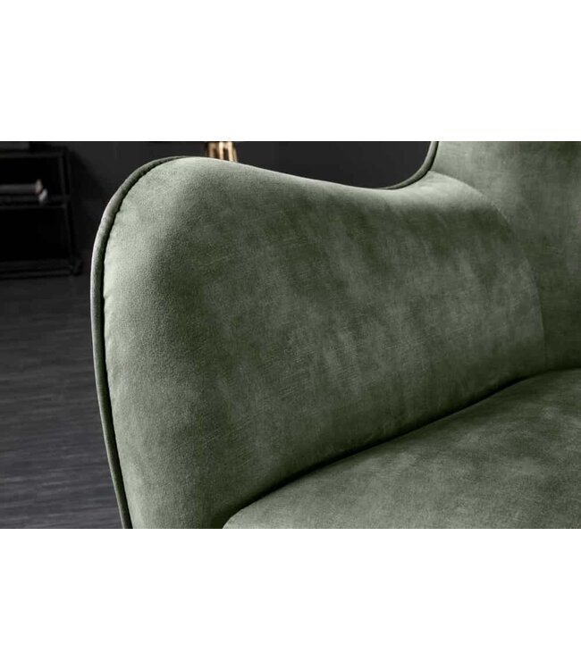 Invicta Interior Design XL fauteuil AMSTERDAM groen fluweel zwart metalen poten retrostijl - 43569