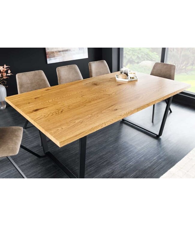 Invicta Interior Moderne eettafel LOFT 160cm eiken design zwart metalen poten sledeonderstel Industrieel - 6538955