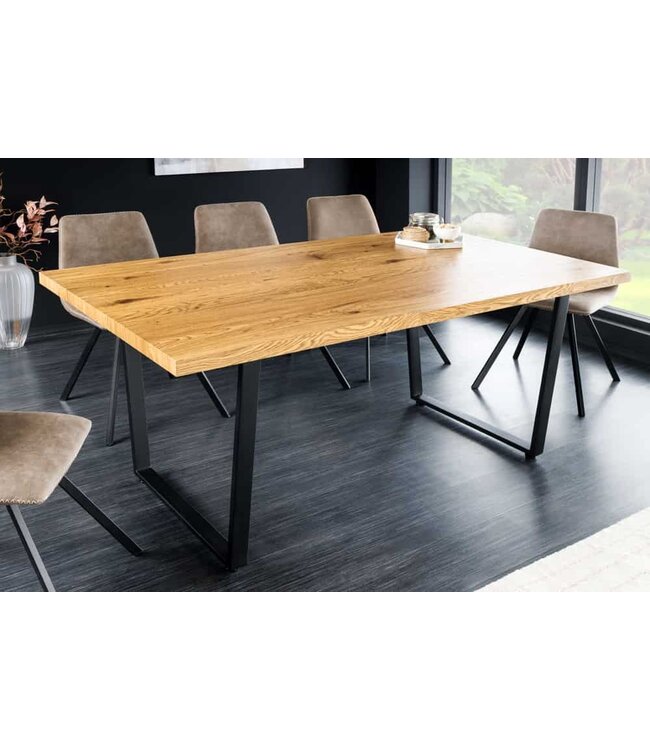 Invicta Interior Moderne eettafel LOFT 160cm eiken design zwart metalen poten sledeonderstel Industrieel - 6538955