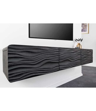 Invicta Interior Design TV-meubel WAVE 160cm zwart mango massief hout - 43477
