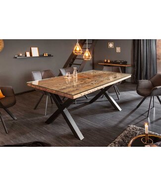 Invicta Interior Eettafel Barracuda X 180cm natuurel & Glasplaat / 39698 & 36648G