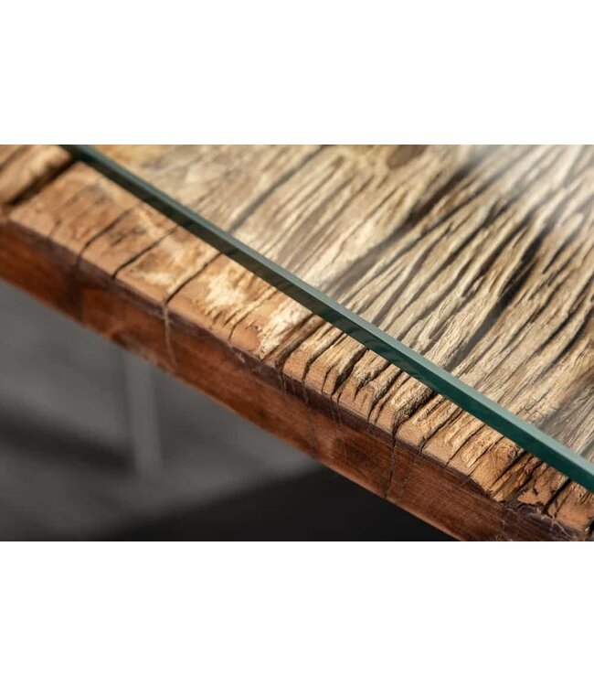 Invicta Interior Eettafel Barracuda X 180cm natuurel & Glasplaat / 39698 & 36648G