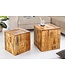 Invicta Interior Naturel set van 2 bijzettafels CURACAO 40cm mangohouten blokjes - 42577