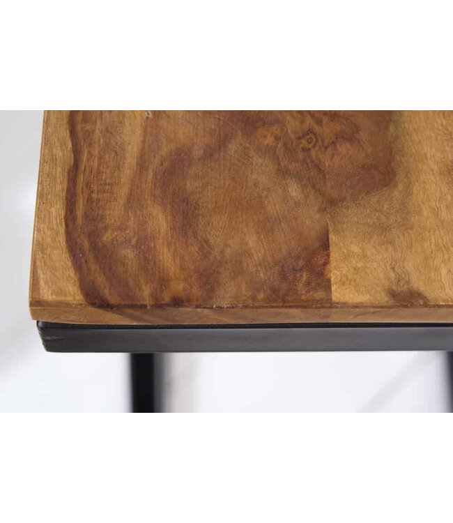 Invicta Interior Handgemaakte bijzettafel BUTLER 30cm Sheesham metalen salontafel met steenafwerking Z-Design - 42538