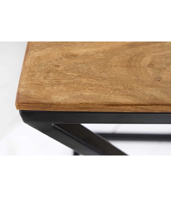 Invicta Interior Handgemaakte bijzettafel BUTLER 30cm Sheesham metalen salontafel met steenafwerking Z-Design - 42538