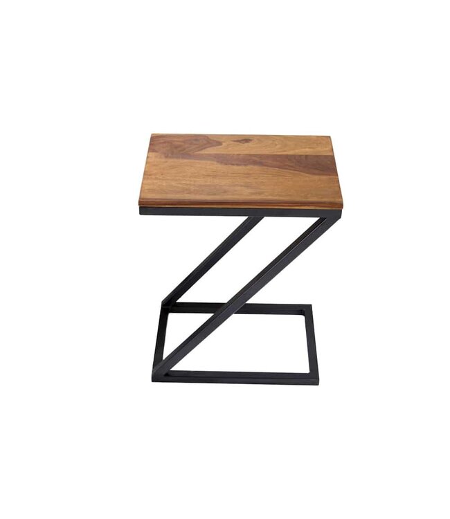 Invicta Interior Handgemaakte bijzettafel BUTLER 30cm Sheesham metalen salontafel met steenafwerking Z-Design - 42538