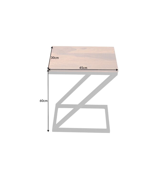 Invicta Interior Handgemaakte bijzettafel BUTLER 30cm Sheesham metalen salontafel met steenafwerking Z-Design - 42538