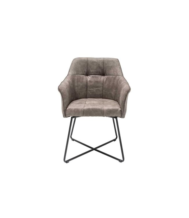 Invicta Interior Exclusief design stoel LOFT microvezel vintage taupe met armleuning - 42475