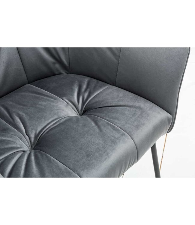 Invicta Interior Exclusief design stoel LOFT fluweel zilvergrijs met armleuning - 42472