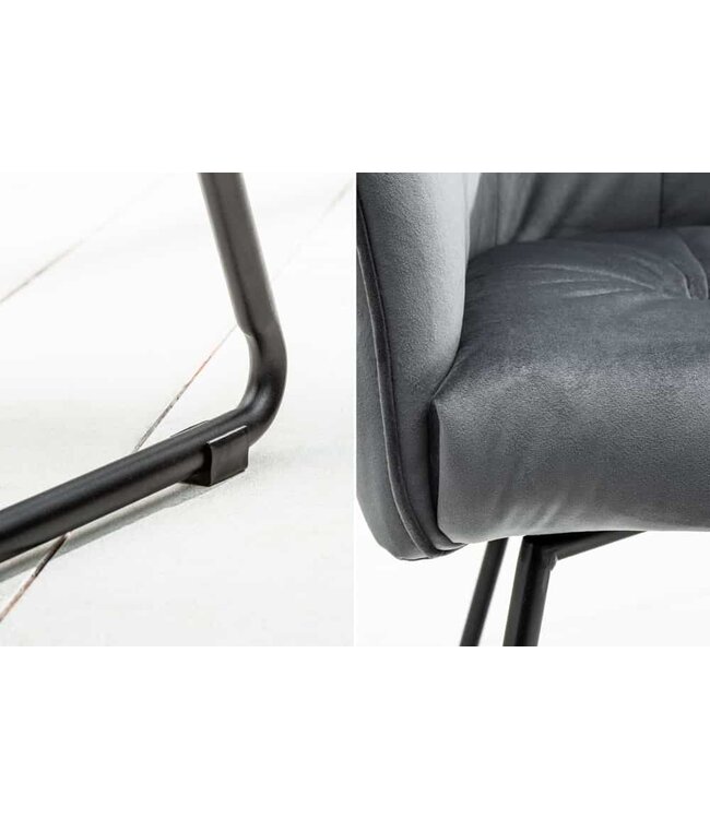 Invicta Interior Exclusief design stoel LOFT fluweel zilvergrijs met armleuning - 42472