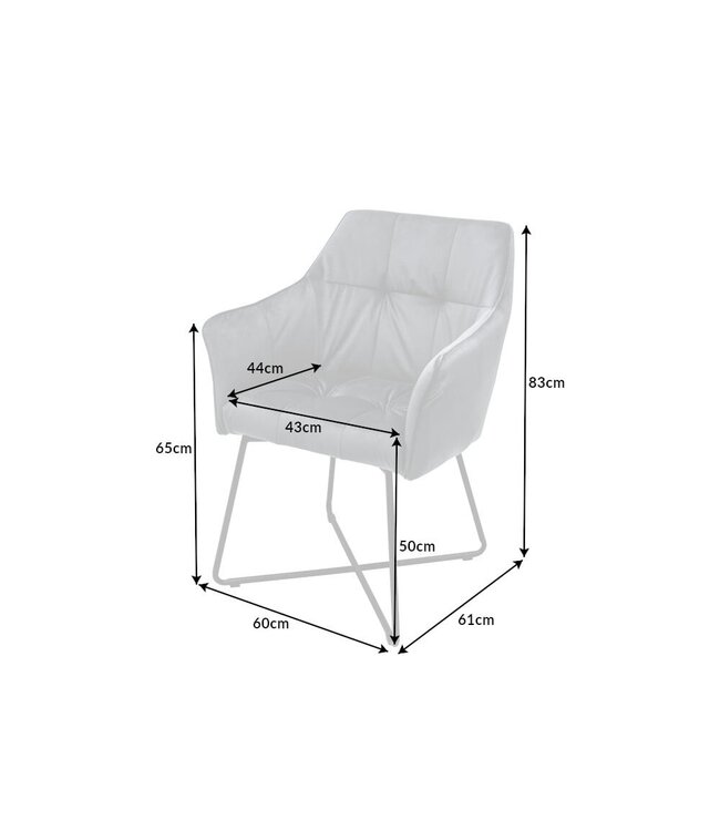 Invicta Interior Exclusief design stoel LOFT fluweel zilvergrijs met armleuning - 42472