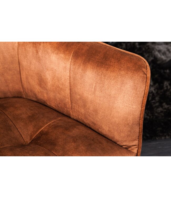 Invicta Interior Design stoel LOFT koperbruin fluweel draaibaar zwart metalen frame met armleuning - 42394