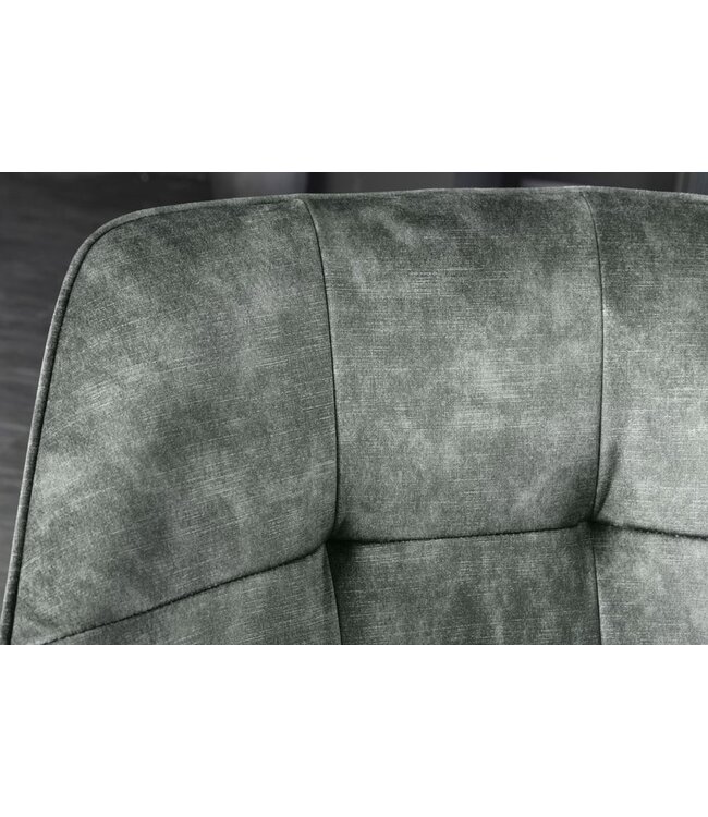 Invicta Interior Design stoel LOFT groen fluweel draaibaar metalen frame zwart met armleuning - 42393