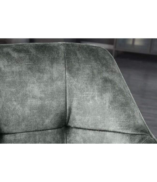 Invicta Interior Design stoel LOFT groen fluweel draaibaar metalen frame zwart met armleuning - 42393