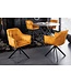 Invicta Interior Design stoel LOFT mosterdgeel fluweel draaibaar zwart metalen frame met armleuning - 42392