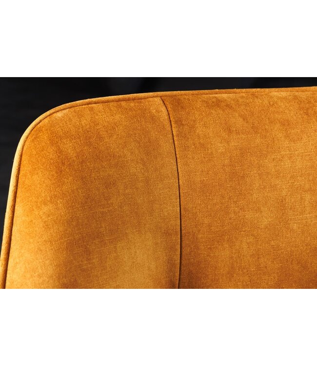 Invicta Interior Design stoel LOFT mosterdgeel fluweel draaibaar zwart metalen frame met armleuning - 42392