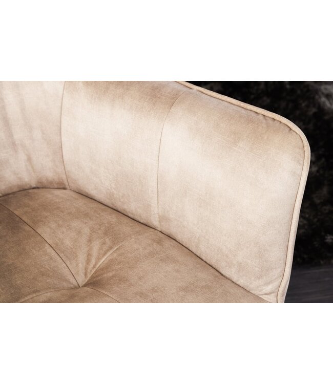 Invicta Interior Design stoel LOFT champagne fluweel draaibaar metalen frame zwart met armleuning - 42391