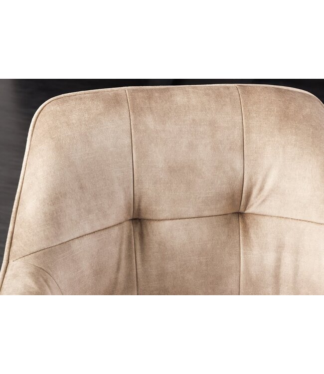 Invicta Interior Design stoel LOFT champagne fluweel draaibaar metalen frame zwart met armleuning - 42391