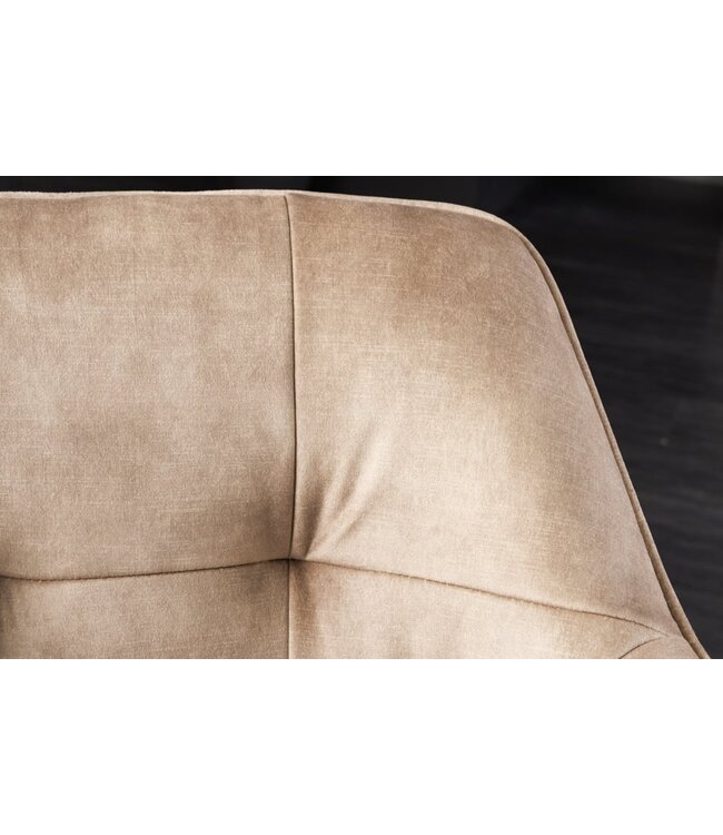 Invicta Interior Design stoel LOFT champagne fluweel draaibaar metalen frame zwart met armleuning - 42391