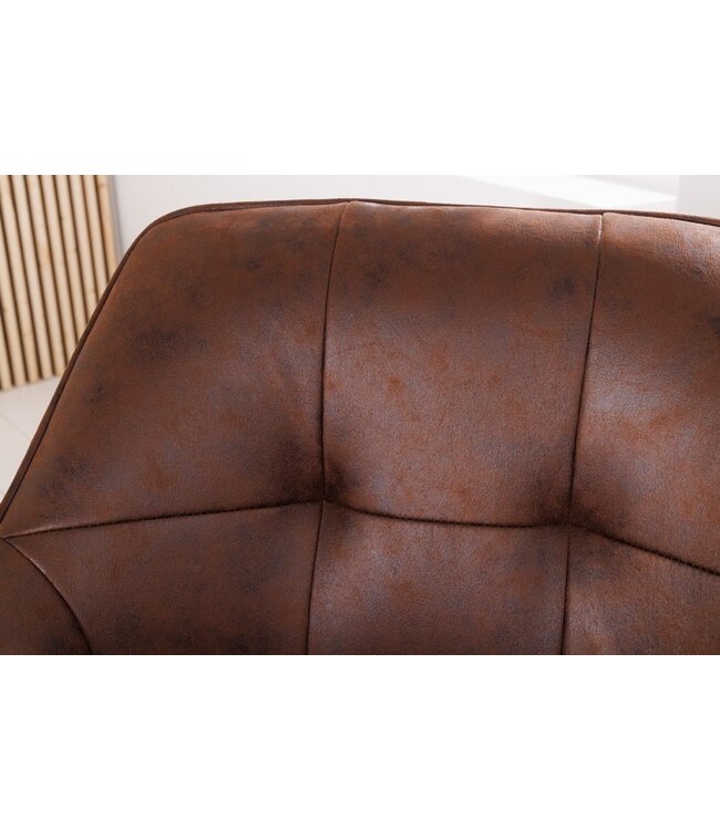 Invicta Interior Design stoel LOFT antiek bruin draaiframe van massief beukenhout met armleuning - 42389