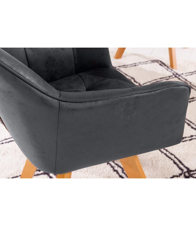 Invicta Interior Design stoel LOFT antiek grijs draaiframe van massief beukenhout met armleuning - 42388