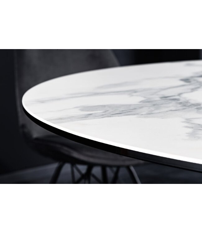 Invicta Interior Ronde eettafel ELLIPSE 120cm marmer witte keramische haarspeldpoten gemaakt in Italie - 42369