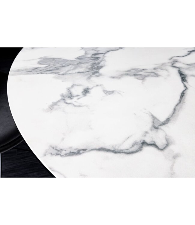 Invicta Interior Ronde eettafel ELLIPSE 120cm marmer witte keramische haarspeldpoten gemaakt in Italie - 42369