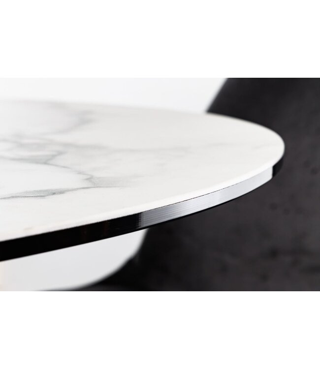 Invicta Interior Ronde eettafel ELLIPSE 120cm marmer witte keramische haarspeldpoten gemaakt in Italie - 42369