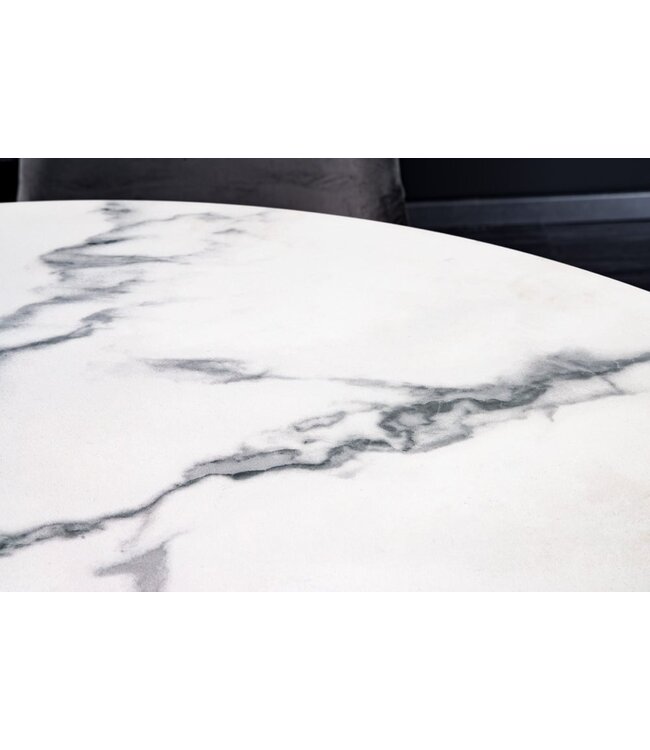 Invicta Interior Ronde eettafel ELLIPSE 120cm marmer witte keramische haarspeldpoten gemaakt in Italie - 42369