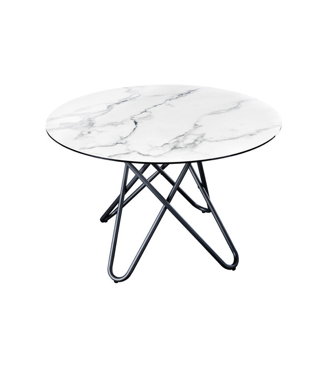 Invicta Interior Ronde eettafel ELLIPSE 120cm marmer witte keramische haarspeldpoten gemaakt in Italie - 42369