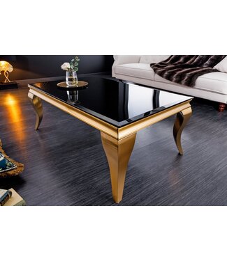 Invicta Interior Elegante salontafel MODERN BAROK 100cm zwart opaalglas gouden poten - 42315