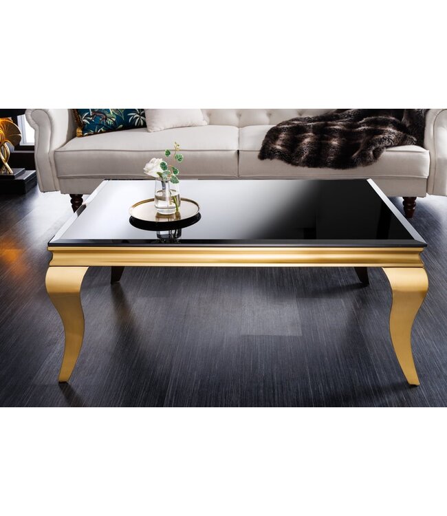 Invicta Interior Elegante salontafel MODERN BAROK 100cm zwart opaalglas gouden poten - 42315