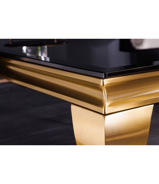 Invicta Interior Elegante salontafel MODERN BAROK 100cm zwart opaalglas gouden poten - 42315
