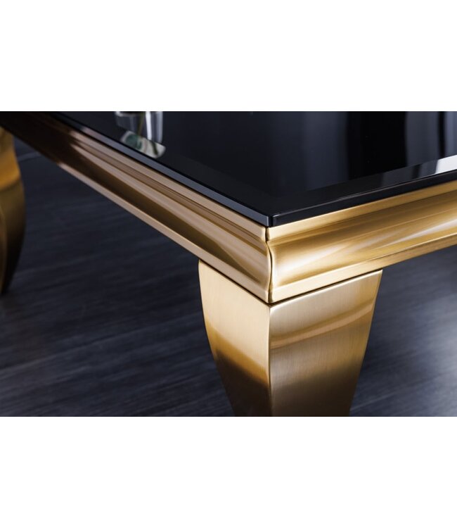Invicta Interior Elegante salontafel MODERN BAROK 100cm zwart opaalglas gouden poten - 42315