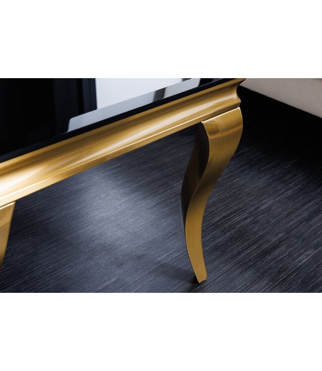 Invicta Interior Elegante salontafel MODERN BAROK 100cm zwart opaalglas gouden poten - 42315