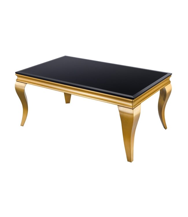 Invicta Interior Elegante salontafel MODERN BAROK 100cm zwart opaalglas gouden poten - 42315