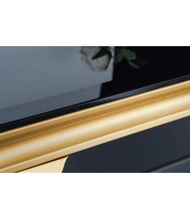 Invicta Interior Elegante consoletafel MODERN BAROK 145cm zwart goud opaalglas roestvrijstalen poten - 42314