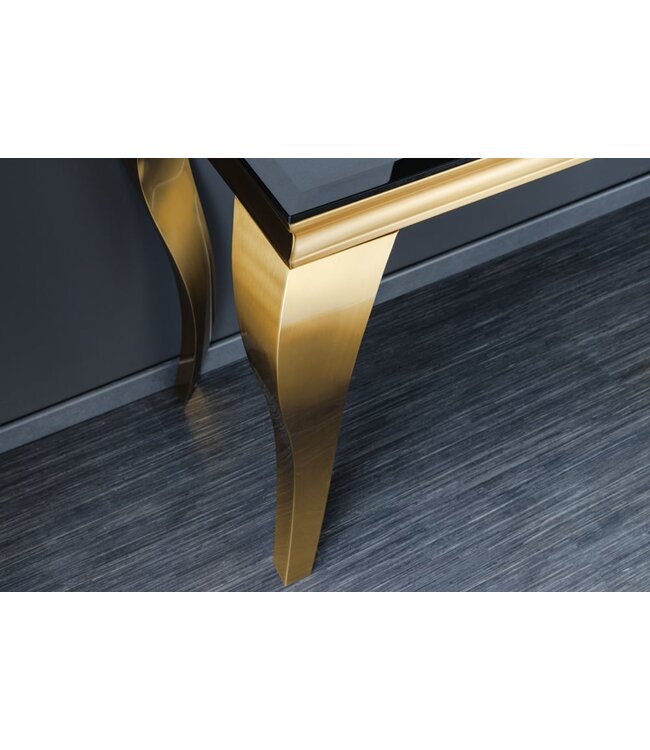 Invicta Interior Elegante consoletafel MODERN BAROK 145cm zwart goud opaalglas roestvrijstalen poten - 42314