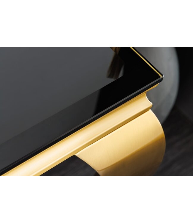 Invicta Interior Elegante consoletafel MODERN BAROK 145cm zwart goud opaalglas roestvrijstalen poten - 42314