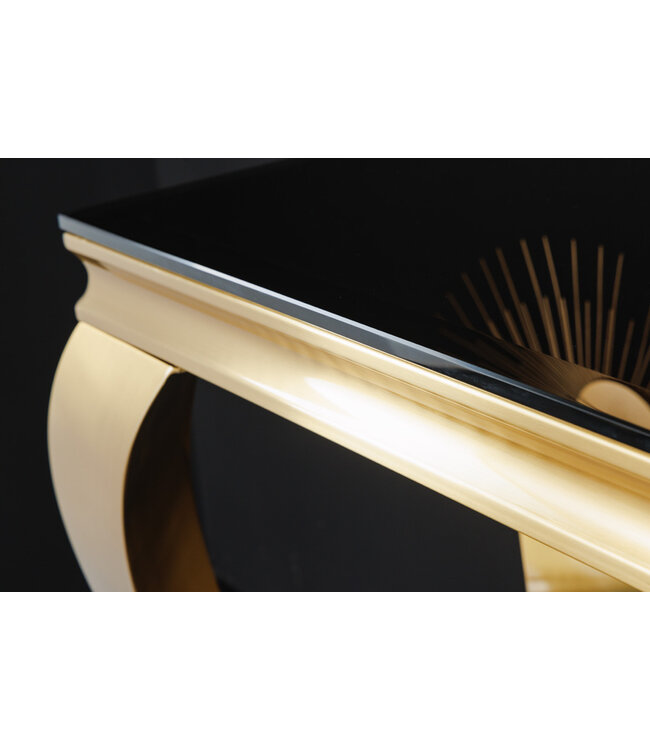 Invicta Interior Elegante consoletafel MODERN BAROK 145cm zwart goud opaalglas roestvrijstalen poten - 42314