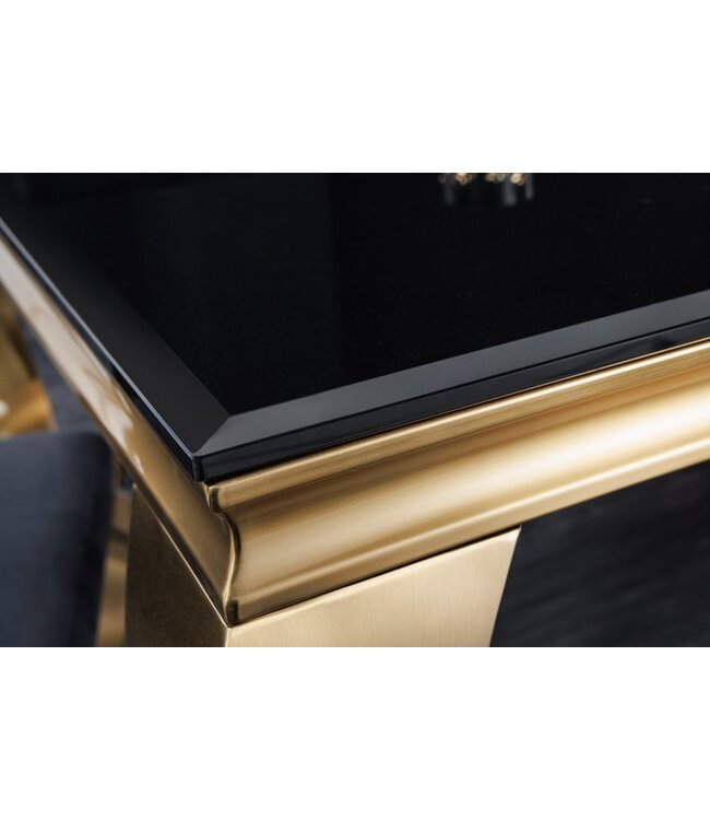 Invicta Interior Elegante design eettafel MODERN BAROK 200cm zwart goud roestvrij staal opaal glazen tafelblad - 42313
