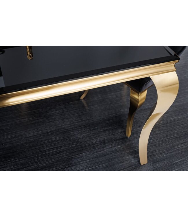 Invicta Interior Elegante design eettafel MODERN BAROK 200cm zwart goud roestvrij staal opaal glazen tafelblad - 42313