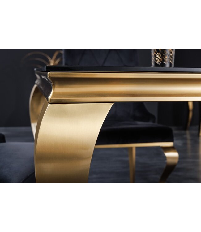 Invicta Interior Elegante design eettafel MODERN BAROK 200cm zwart goud roestvrij staal opaal glazen tafelblad - 42313