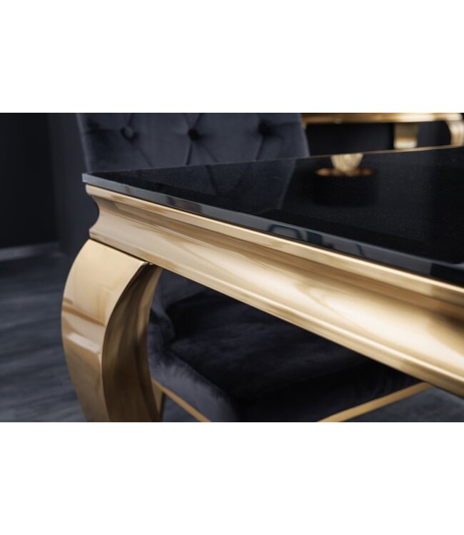 Invicta Interior Elegante design eettafel MODERN BAROK 200cm zwart goud roestvrij staal opaal glazen tafelblad - 42313