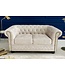 Invicta Interior Chesterfield 2-zits bank 150cm fluweel champagne 2-zits met knoopstiksel en veerkern - 42311