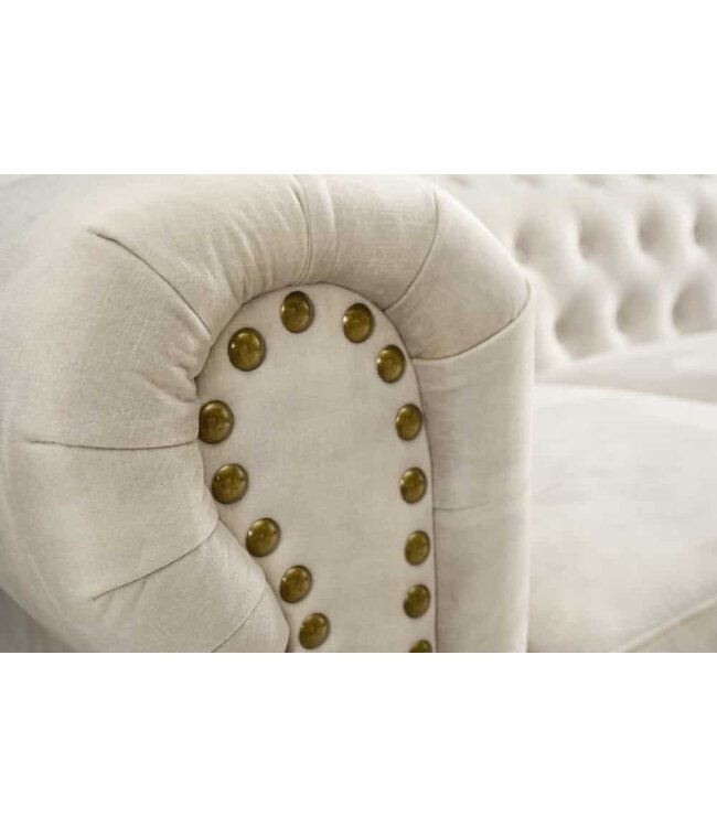 Invicta Interior Chesterfield 2-zits bank 150cm fluweel champagne 2-zits met knoopstiksel en veerkern - 42311