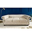 Invicta Interior Chesterfield 3-zitsbank 200cm fluweel champagne 3-zits met knoopstiksel en veerkern - 42310