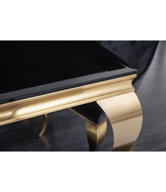 Invicta Interior Elegante design eettafel MODERN BAROK 180cm zwart goud roestvrijstalen opaalglas tafelblad - 42309