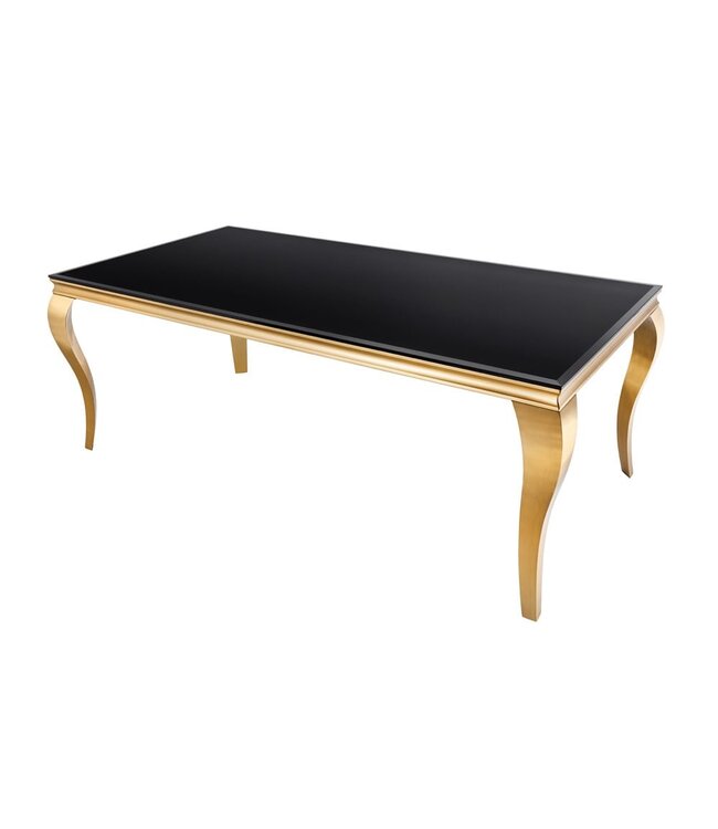 Invicta Interior Elegante design eettafel MODERN BAROK 180cm zwart goud roestvrijstalen opaalglas tafelblad - 42309